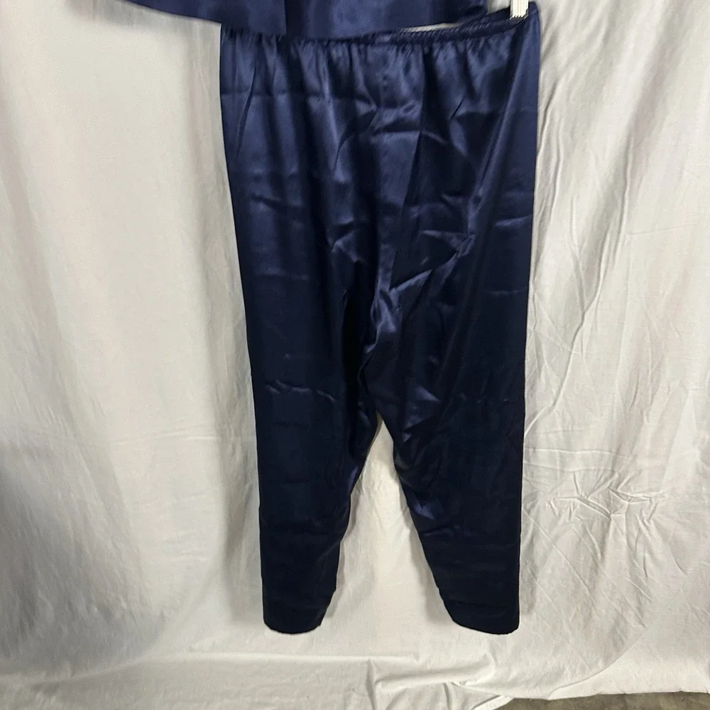 Jones New York Satin Sleep Set Womens Large Navy Tank Top Pants‎ Lounge